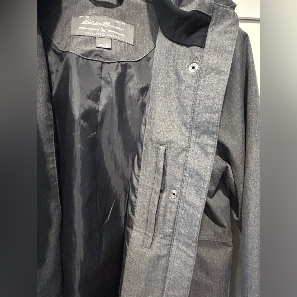 Eddie Bauer Gray Girl-On-The-Go Trench Coat Large Tall - Picture 5 of 15